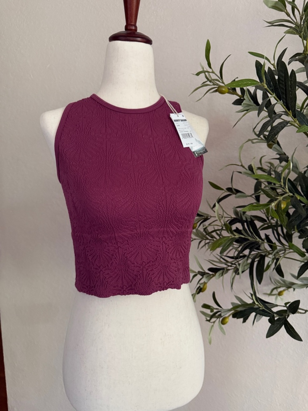 Women’s Textured Crop Tank Top - Plum